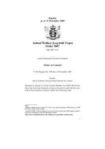 Reprint as at 31 December 2009 Animal Welfare (Leg-hold Traps) Order[removed]SR[removed])