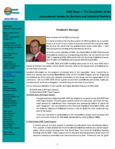 ISBIS News — The Newsletter of the www.isbis.org International Society for Business and Industrial Statistics  ISBIS News