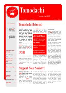 Tomodachi Newsletter of the AJSNSW V O L U M E EGM June 18 to vote on AJSNSW