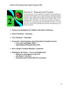 Sickle Cell Transition Intervention Program (TIP)  Section 2: Education and Vocation 2