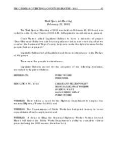 PROCEEDINGS OF THE TIOGA COUNTY LEGISLATURE[removed]Third Special Meeting February 21, 2013