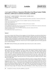 A new species of Dibamus (Squamata: Dibamidae) from Phnom Samkos Wildlife Sanctuary, southwestern Cardamom Mountains, Cambodia