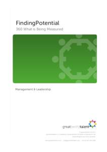 {FindingPotential {360 What is Being Measured Management & Leadership  © greatwithtalent ltd 2013
