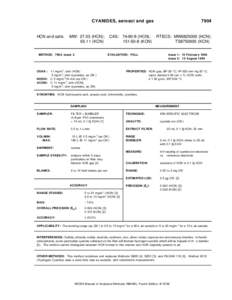 CYANIDES, aerosol and gas  HCN and salts MW: [removed]HCN); [removed]KCN)