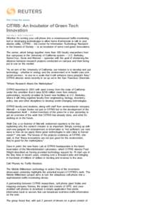 Print | Close this window  CITRIS: An Incubator of Green Tech Innovation Wed May 6, 2009 3:12am EDT