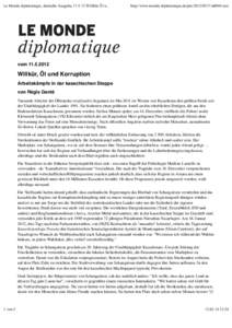 Le Monde diplomatique, deutsche Ausgabe, [removed]Willkür, Öl u...  http://www.monde-diplomatique.de/pm[removed]a0044.text vom[removed]