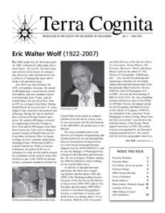 Terra Cognita NEWSLETTER OF THE SOCIETY FOR THE HISTORY OF DISCOVERIES No. 7  •