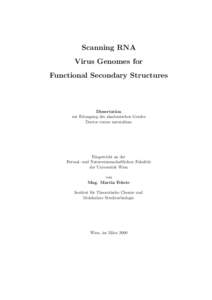 Scanning RNA Virus Genomes for Functional Secondary Structures Dissertation zur Erlangung des akademischen Grades
