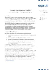 RC/12.1 Use and Interpretation of the ESG