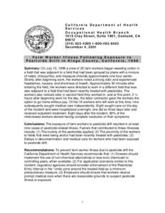 Environmental effects of pesticides / Chemistry / Environmental health / Antiparasitic agents / Insecticides / Chlorpyrifos / Malathion / Organophosphate / Farmworker / Pesticides / Environment / Agriculture