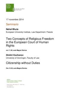 17 novembreSeminario Nehal Bhuta European University Institute, Law Department- Fiesole