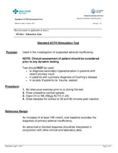 Adrenal gland disorders / Blood tests / ACTH stimulation test / Peptide hormones / Intensive care medicine / Medical emergencies / Adrenal insufficiency / Cortisol / Adrenocorticotropic hormone / Medicine / Health / Endocrinology