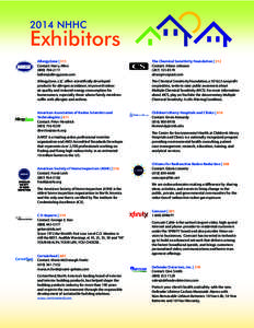 2014 NHHC  Exhibitors AllergyZone | 311 Contact: Harry Allen[removed]