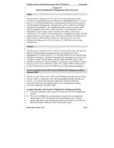 FEDERAL WILDLAND FIRE MANAGEMENT POLICY OVERVIEW  CHAPTER 01 Chapter 01 Federal Wildland Fire Management Policy Overview