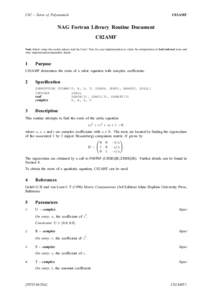 C02 – Zeros of Polynomials  C02AMF NAG Fortran Library Routine Document C02AMF