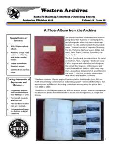 Western Archives Santa Fe Railway Historical & Modeling Society September & October 2012 Volume #2