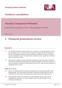 Guidance consultation  Annuity Comparison Websites Financial promotions review and guidance for firms February 2014