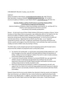 Reach Out and Read / Reading / Education / American Academy of Pediatrics / Caregiver / Pediatrics / Hillary Rodham Clinton / Kaiser Permanente / Kindergarten / Medicine / Childhood / Health