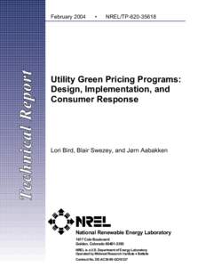 Utility Green Pricing Programs: Design, Implementation, and Consumer Response