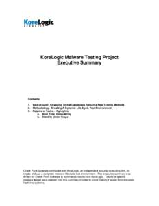 KoreLogic Distribute Malware Testing Project