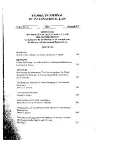 BROOKLYN JOUWAL OF INTERNATIONAL LAW BANKRUPTCY IN THE GLOBAL VILLAGE THE SECOND DECADE Co-Sponsored by the Brooklyn Law School Center