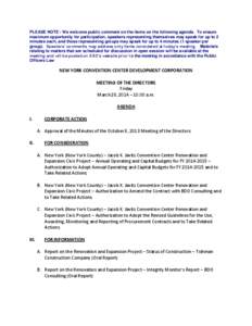 PLEASE NOTE - We welcome public comment on the items on the following agenda. To ensure maximum opportunity for participation, speakers representing themselves may speak for up to 2 minutes each, and those representing g