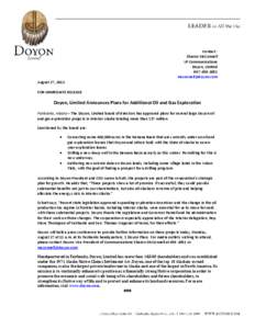 Contact: Sharon McConnell VP Communications Doyon, Limited[removed]removed]