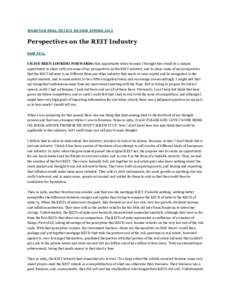 WHARTON REAL ESTATE REVIEW SPRINGPerspectives on the REIT Industry SAM ZELL  I HAVE BEEN LOOKING FORWARDto this opportunity today because I thought this would be a unique