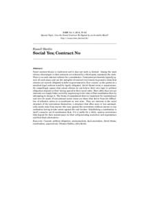 RMM Vol. 5, 2014, 79–92 Special Topic: Can the Social Contract Be Signed by an Invisible Hand? http://www.rmm-journal.de/ Russell Hardin