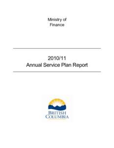 Ministry of Finance[removed]Annual Service Plan Report