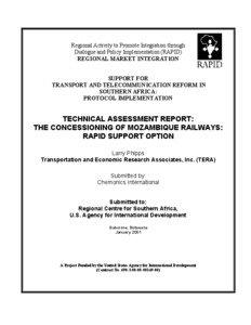 Regional Activity to Promote Integration through Dialogue and Policy Implementation (RAPID) REGIONAL MARKET INTEGRATION