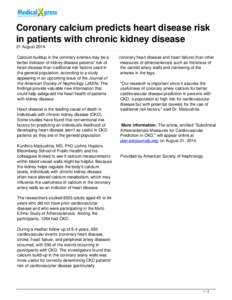 Coronary calcium predicts heart disease risk in patients with chronic kidney disease