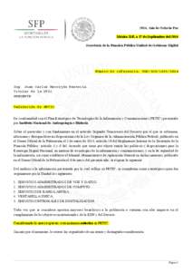 2014, Año de Octavio Paz México D.F, a 17 de Septiembre del 2014 Secretaría de la Función Pública Unidad de Gobierno Digital Número de referencia: UGDUGD