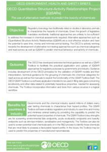 OECD ENVIRONMENT, HEALTH AND SAFETY BRIEFS  OECD Quantitative Structure-Activity Relationships Project [(Q)SARs] The use of alternative methods to predict the toxicity of chemicals