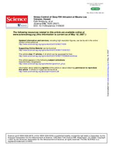 Stress Control of Deep Rift Intrusion at Mauna Loa Volcano, Hawaii Falk Amelung, et al. Science 316, [removed]); DOI: [removed]science[removed]The following resources related to this article are available online at