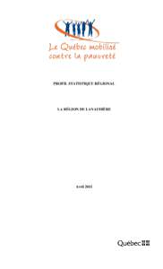 PROFIL STATISTIQUE RÉGIONAL - LA RÉGION DE LANAUDIÈRE