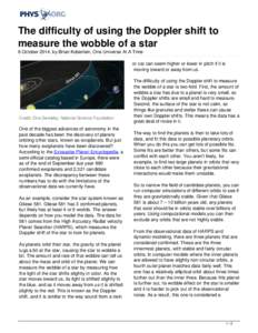 The difficulty of using the Doppler shift to measure the wobble of a star