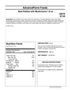 ZARTIC/Z-BIRD NUTRITIONAL INFORMATION SHEET