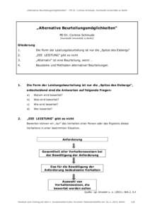 „Alternative Beurteilungsmöglichkeiten“ - PD Dr. Corinna Schmude, Humboldt-Universität zu Berlin  „Alternative Beurteilungsmöglichkeiten“ PD Dr. Corinna Schmude (Humboldt-Universität zu Berlin)