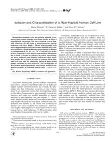 Experimental Cell Research 252, 273–[removed]Article ID excr[removed], available online at http://www.idealibrary.com on Isolation and Characterization of a Near-Haploid Human Cell Line Maciej Kotecki, 1,2 P. Sanjee