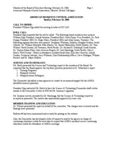 Minutes of the Board of Directors Meeting, February 26, 2006 American Mosquito Control Association, Marriott, Detroit, Michigan Page 1  AMERICAN MOSQUITO CONTROL ASSOCIATION