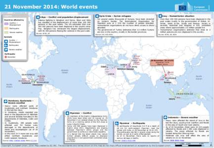 21 November 2014: World events Legend Libya – Conflict and population displacement  Countries affected by