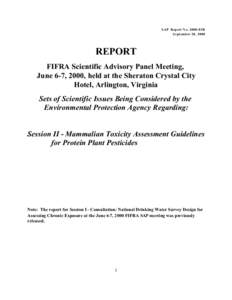 Mammalian Toxicity Assessment Guidelines for Protein Plant Pesticides