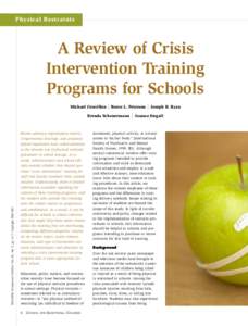 Physical Restraints  A Review of Crisis Intervention Training Programs for Schools Michael Couvillon 冨 Reece L. Peterson 冨 Joseph B. Ryan
