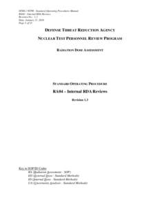 DTRA / NTPR - Standard Operating Procedures Manual RA04 – Internal RDA Reviews Revision No.: 1.3 Date: January 31, 2010 Page 1 of 13