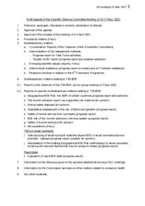 SSC meeting of 16 May[removed]Draft agenda of the Scientific Steering Committee Meeting of[removed]May[removed].