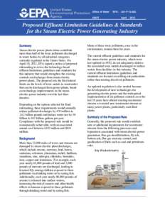 Proposed Effluent Limitation Guidelines and Standards for the Steam Electric Power Generating Industry