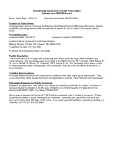 Sugar beet / Food and drink / Agriculture / Clean Water Act / Effluent / Beet pulp / Public comment / Beet / North Dakota / Environment / Sugar / Sweeteners