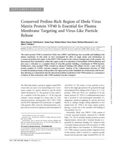 SUPPLEMENT ARTICLE  Conserved Proline-Rich Region of Ebola Virus Matrix Protein VP40 Is Essential for Plasma Membrane Targeting and Virus-Like Particle Release
