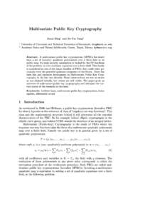 Multivariate Public Key Cryptography Jintai Ding 1  2